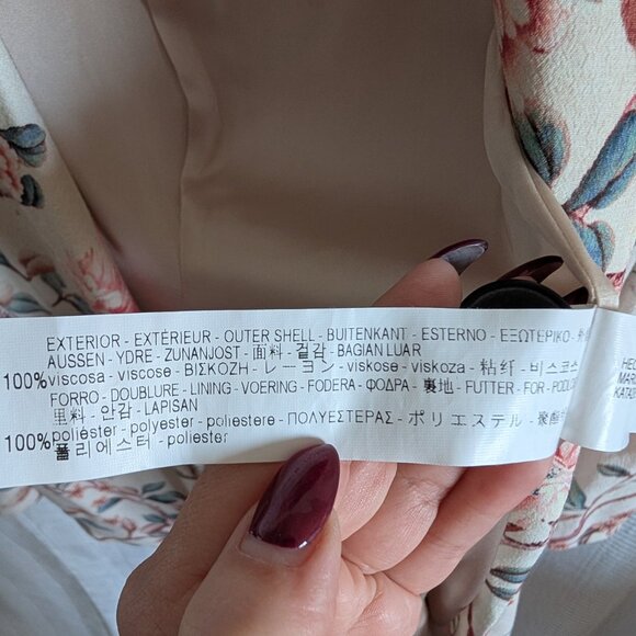 Zara Woman Floral & Blue jay print Blazer Size XS Spring Lightweight Feminine - Picture 14 of 16